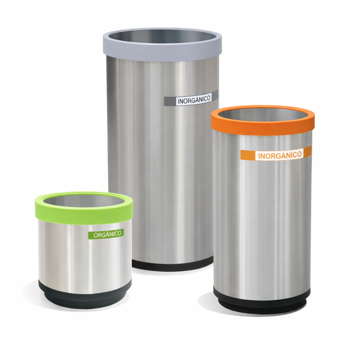 Bote de Basura Cilíndrico con Aro de Acero Inoxidable – 21, 41 y 84 Litros