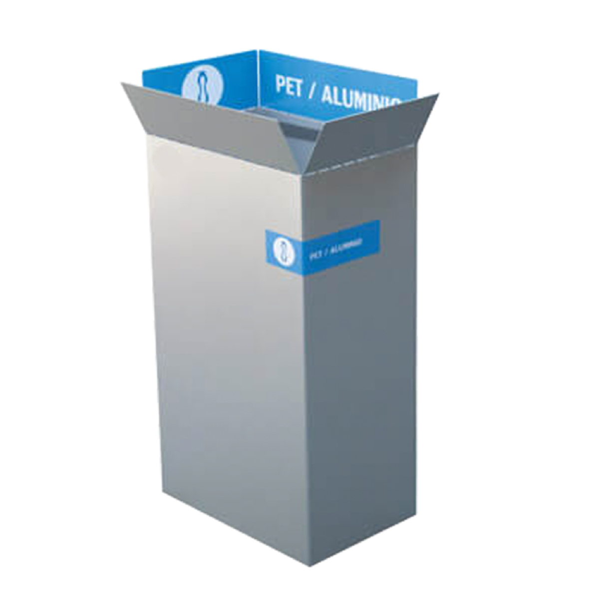 Bote de Basura para Reciclaje con Tapa Tipo Aro – Acero Color Plata | 39, 78 y 117 Litros