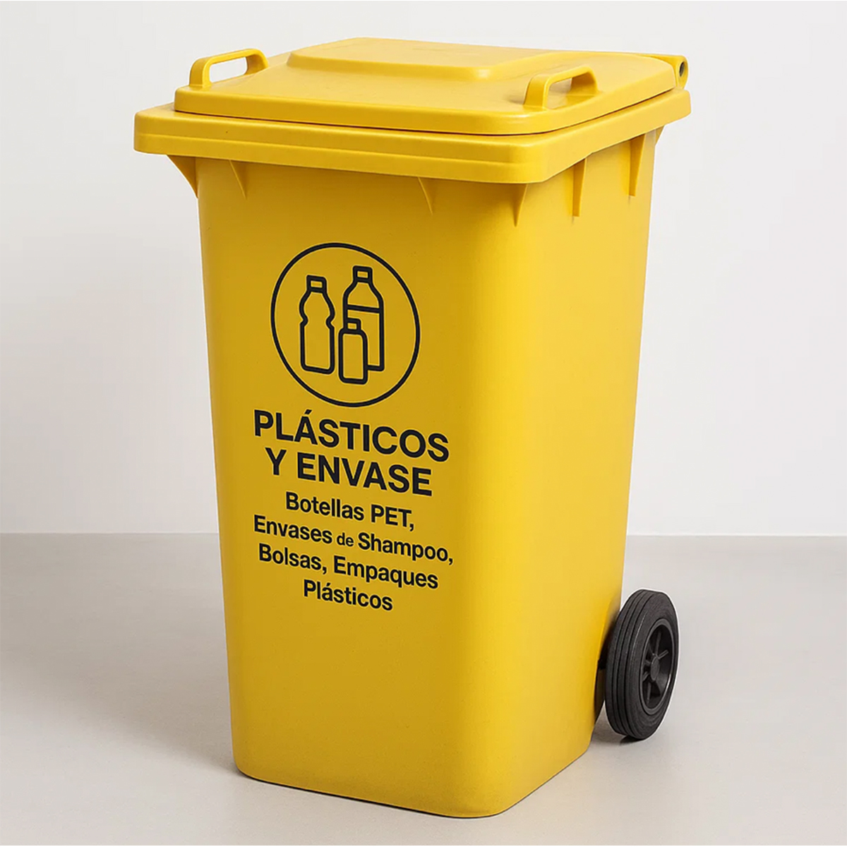 CONTENEDOR DE BASURA AMARILLO VIC 240-HD- RECOLECCION DE RESIDUOS INORGANICOS NO RECICLABLES