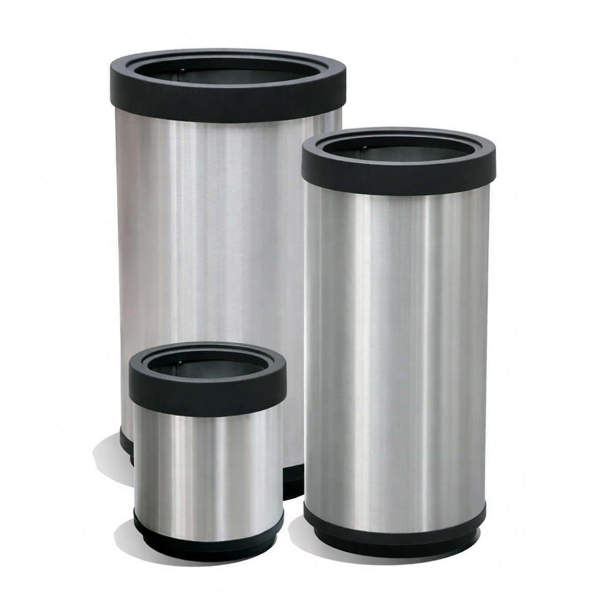 Bote de Basura Cilíndrico con Aro de Acero Inoxidable – 21, 41 y 84 Litros