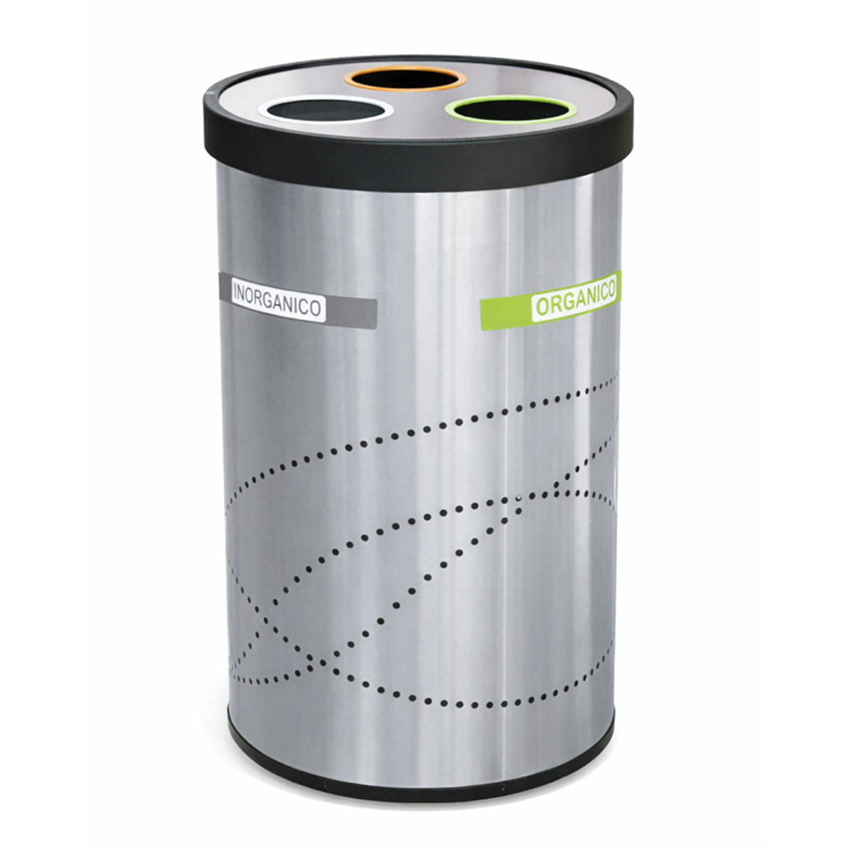 Bote de Basura Jumbo Reciclable con 3 Separaciones – Acero Inoxidable | 150 Litros