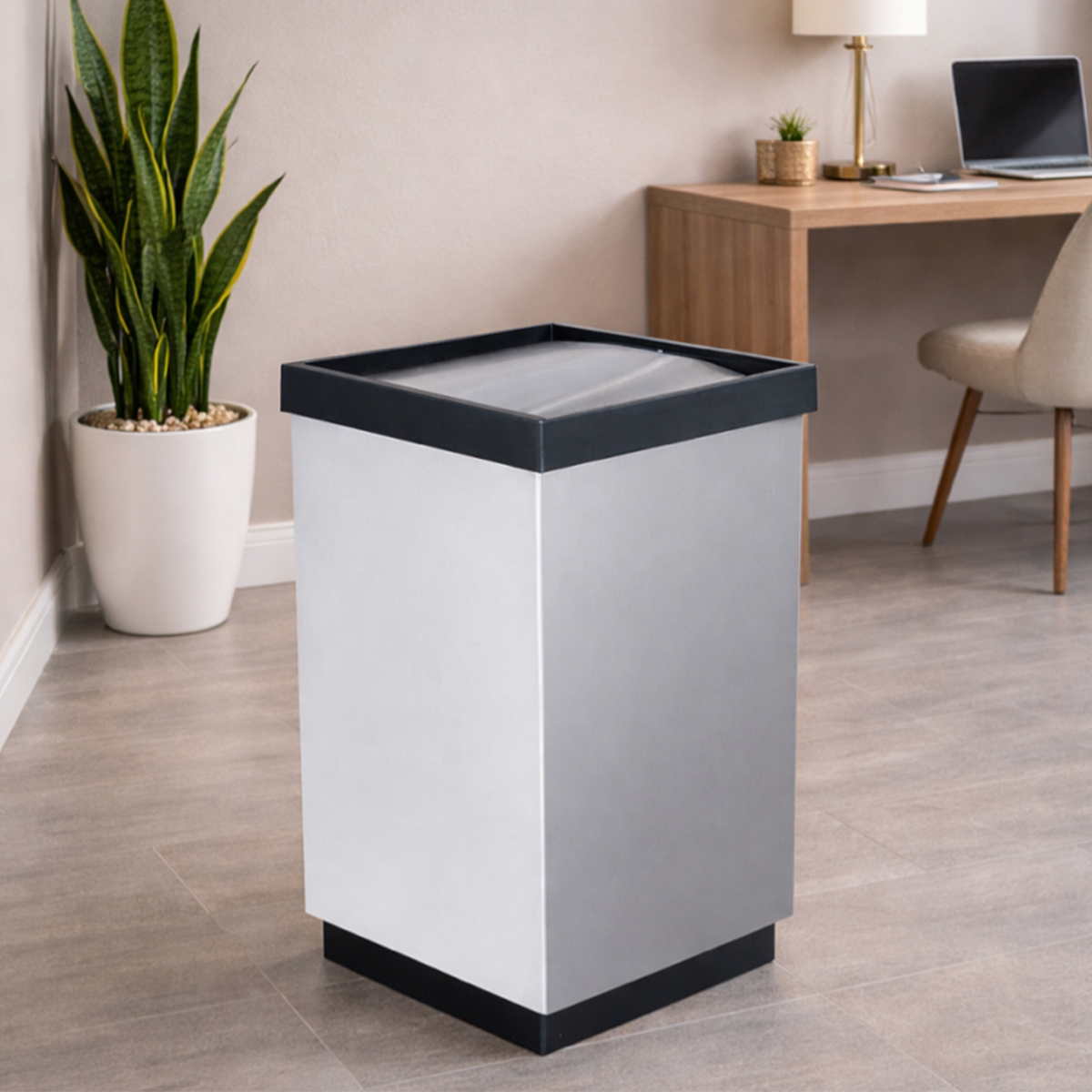 Bote de Basura Cubo Grande con Tapa Balancín de Acero Inoxidable – 98 Litros