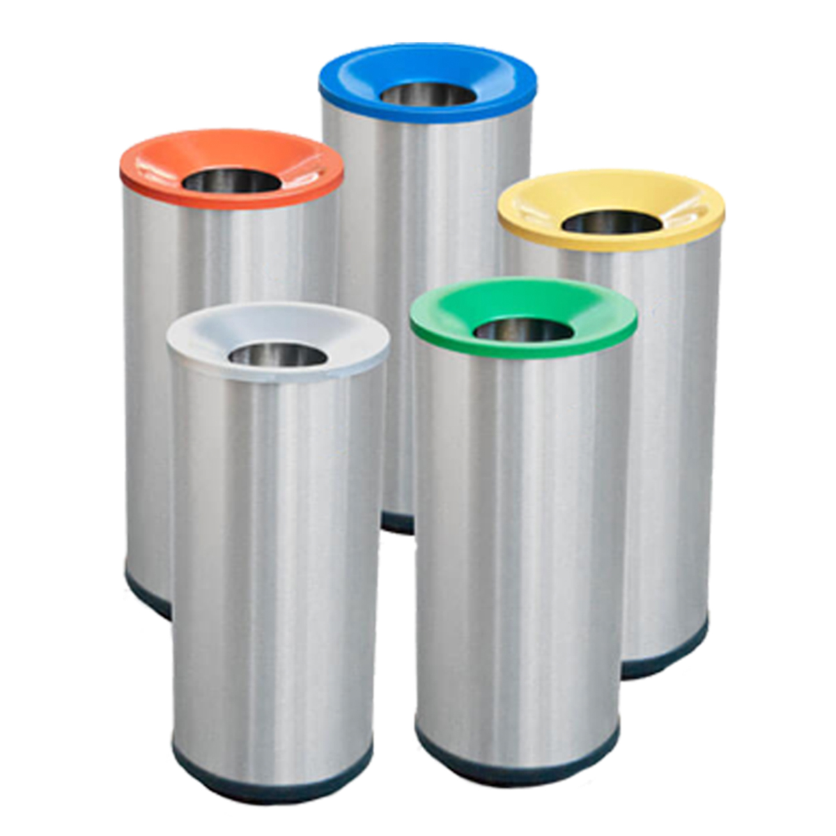 Basurero Cilíndrico Cónico para Reciclaje – Acero Inoxidable | 41 Litros