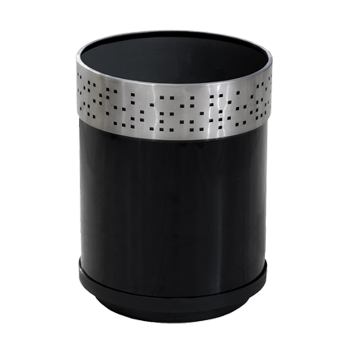 Cesto Papelero con Aro Punzonado | Acero Negro 21 Litros
